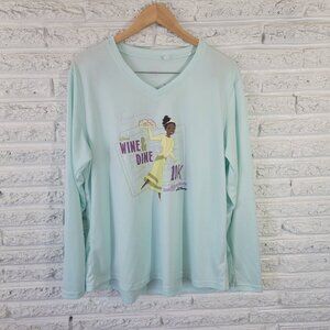 Run Disney Women's 2XL Wine & Dine 10K V-Neck Long Sleeve Blue BLU286E